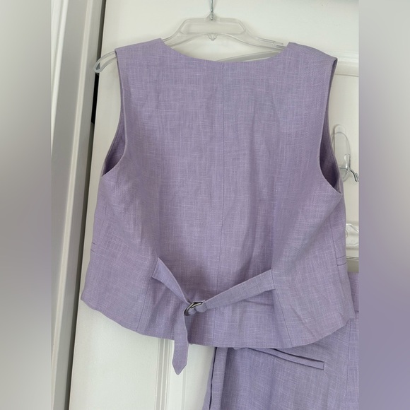 Daze Dayz Lavender Vest & Hi Rise Shorts Set Size M Ramie Cotton Spring Easter - Picture 5 of 9